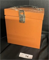 Retro Orange Metal Record Box, 8" Records.