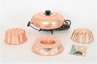 Vintage Copper Silex Bun Food Warmer, Jello Molds