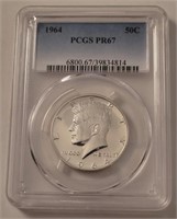 1964 Kennedy 1/2 Dollar, Graded PCGS PR67