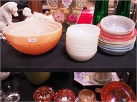 24 Fire-King bowls including three Peach Lustre