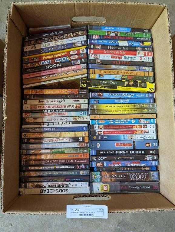 Banana box of DVDs