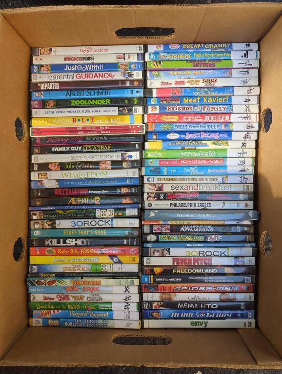 Banana box of DVDs