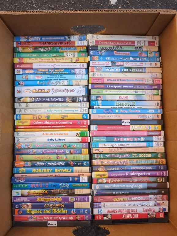 Banana box of DVDs