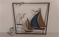 Sailboat Theme Metal Wall Hanging Cottage Chic