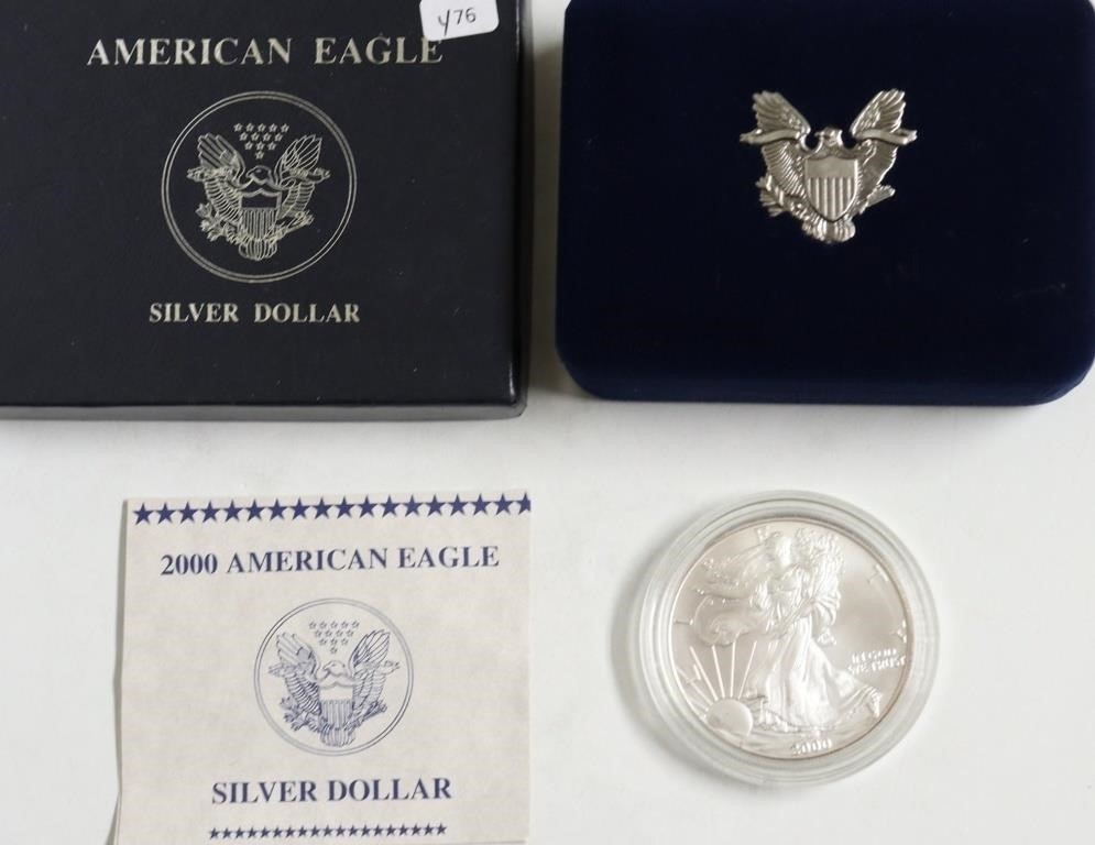 2000 SILVER EAGLE W BOX PAPERS