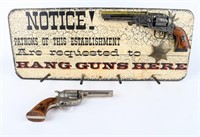 Lot Of 2 Old West Replica Pistols / Display Board