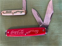2 Vintage Coca-Cola Knives & Pillow Case