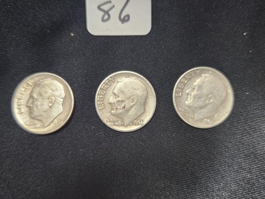 1946, 1956, 1962 silver dimes