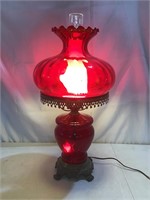 Hedco red glass electric table lamp