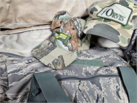 Camouflage Duffle Bag and Caps