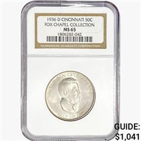 1936-D Cincinatti Half Dollar NGC MS65 Fox Chapel