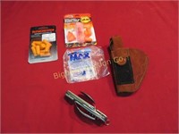 Bianchi Leather Holster, Shooters Ear Plugs, Ozark