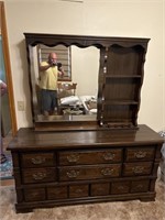 Vintage solid wood dresser with mirrored hutch 62