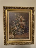 Large floral picture in gold Gilded frame 32” x