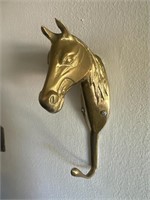 Vintage brass horse head coat hanger