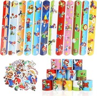 Gihommie 48pcs PVC Mario Slap Bracelets,Cartoon Th