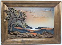 Unique Framed Leather Medium Folk Art