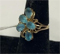 10K Solid Gold & Blue Gemstone Ring