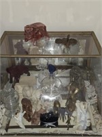 Collection of Glass Ceramic Wood Etc Elephants