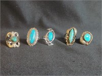 (5) LADIES STERLING RINGS