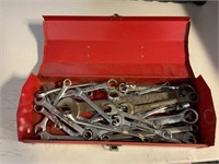 Tool box with combination wrenches