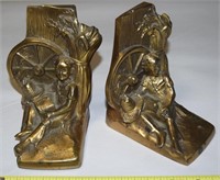 Vtg PMC Hollow Brass Tom Sawyer Huck Finn Bookends