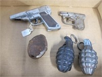5 pc. 3 hand grenades 2 toy guns