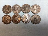 Eight 1943 zinc coated steel cents