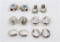 Lot (6) Pairs Sterling Silver Earrings