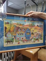 1990 Needlepoint  Farm Scene & Signed