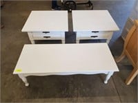 PAINTED WHITE COFFEE TABLE/2 END TABLES