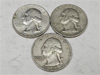 (3) 1960 D Silver Washington Quarters