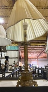 Ornate Brass Column Style Table Lamp