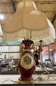 English Hand Painted Vase Lamp