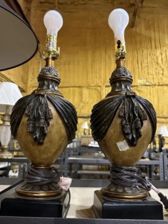 Pair of Decorative Resin Urn Lamps