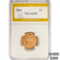 1865 Two Cent Piece PGA AU58+