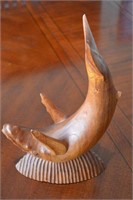 Teak Wood Carved Humpback Whale one piece