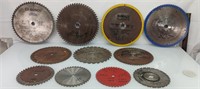 Lot of 11 sharpened saw blades 7-1/4", 10" & 12"
