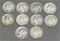 10 - Silver Dimes 1940-1945 90%