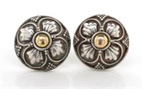 Etruscan style silver domed stud earrings
