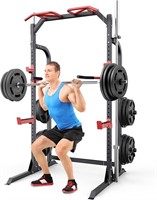 SunHome Power Cage Squat Rack with Pull Up Bar &