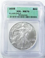 2005 AMERICAN SILVER EAGLE ICG MS-70