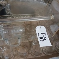 ENGRAVED "JPS" INITIALED GLASSES, PLACEMATS