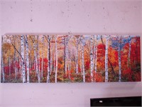 Unframed decorative piece of birch trees in