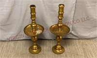 Vintage 29" Moroccan Brass Candle Holders - Pair