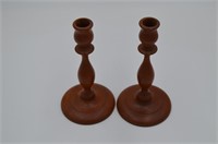 Hand Turned Solid Cherry Candlesticks