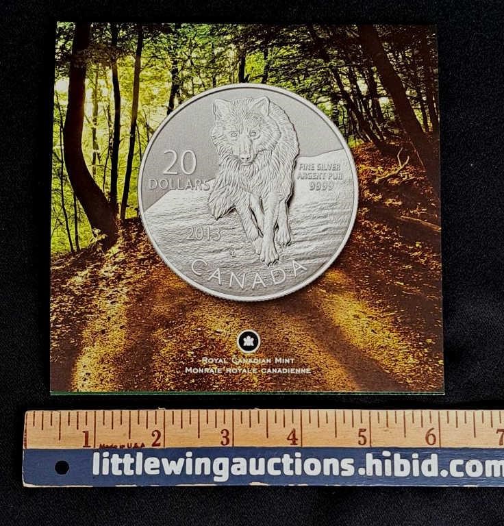 2013 PURE SILVER CANADA WOLF COIN-20 DOLLARS