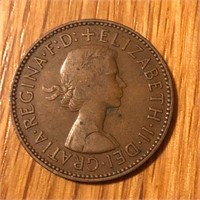 1957 United Kingdom 1/2 Penny Coin