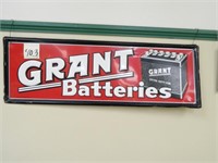Metal Grant Batteries Sign (39x13)