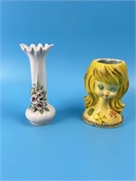 2 Vintage Ceramic Vases - One Is Lefton